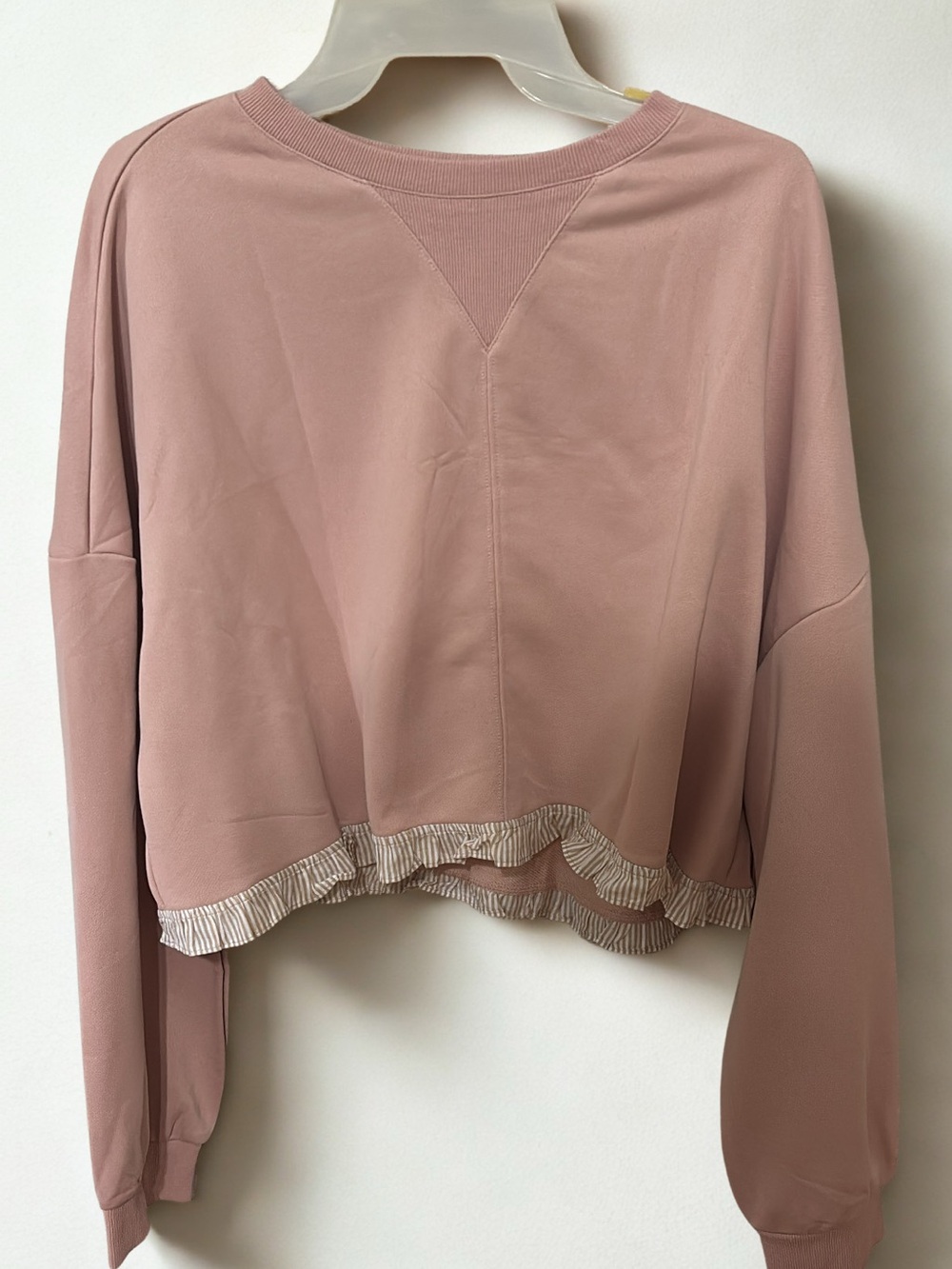 Women’s Dusty Pink Ruffle-Hem Pullover Top